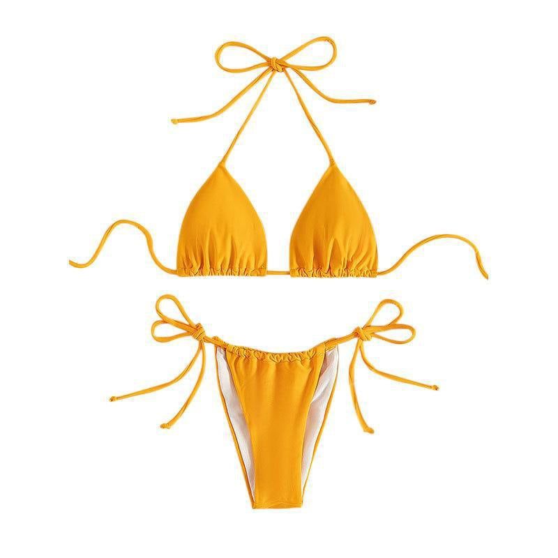 Damen Triangel-Bikini mit verstellbaren Bindebändern und nahtlosem Design EB