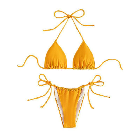 Damen Triangel-Bikini mit verstellbaren Bindebändern und nahtlosem Design EB