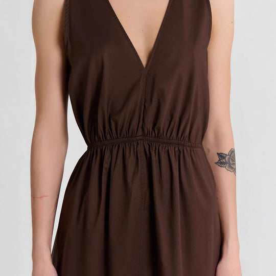 Damen Maxikleid mit stilvollem V-Ausschnitt und Taillengürtel EB