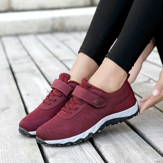 Damen Sportliche Sneakers mit Klettverschluss und atmungsaktivem Mesh-Obermaterial EB