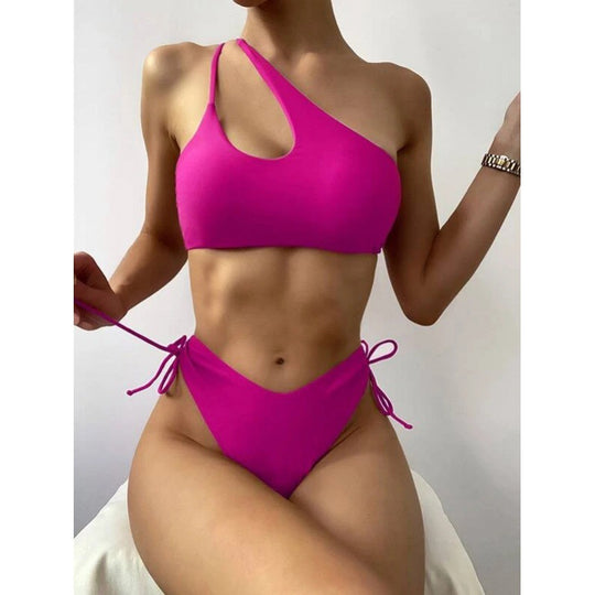Damen Sportlicher Bikini mit asymmetrischem Oberteil und verstellbaren Trägern EB