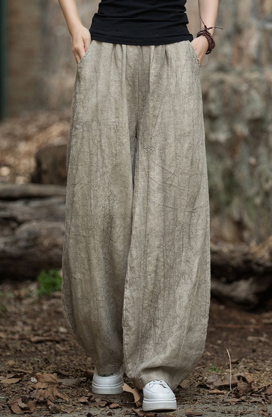 Damen weite Hose mit strukturierter Oberfläche EB
