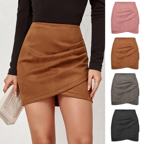 Damen High-Waist Wickelrock aus samtigem Mikrofaser EB