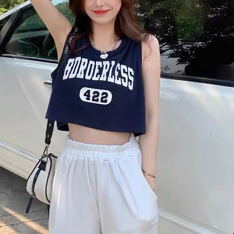 Damen lässiges Crop-Top mit kreativem Schriftzug und bequemen Materialien EB