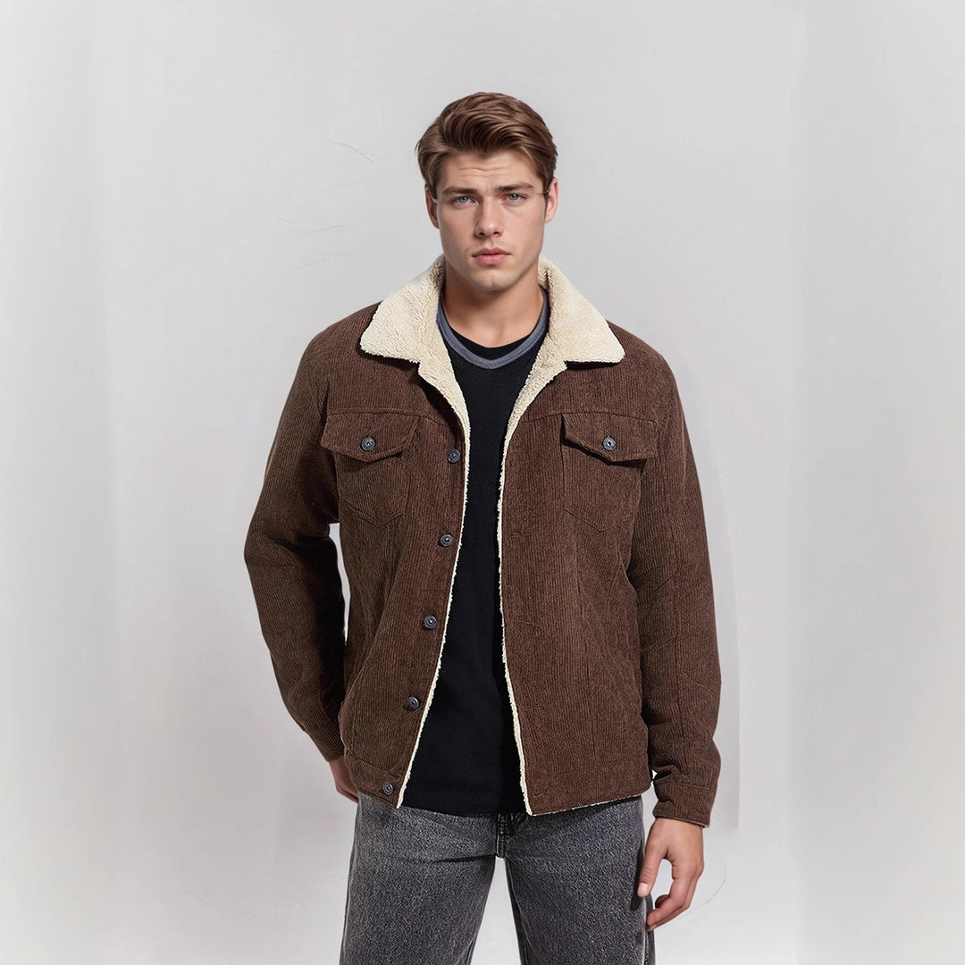 Herren kuschelige Cord-Jacke mit warmem Futter EB