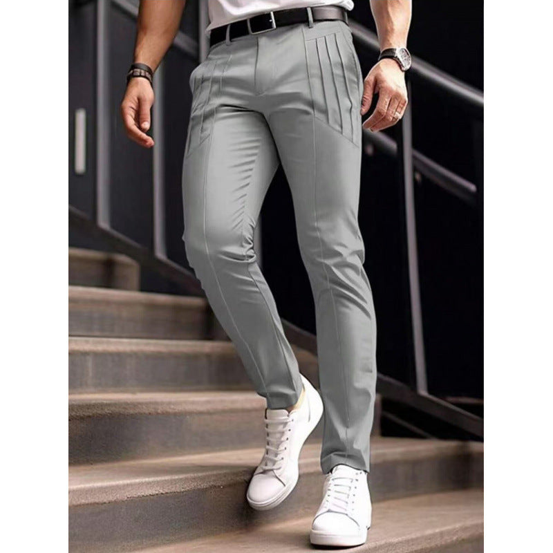 Herren stylische Slim-Fit Anzughose mit plissiertem Design EB