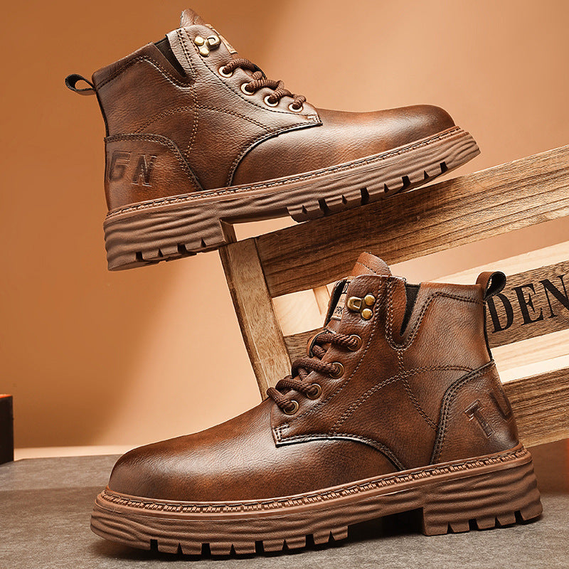 Damen robuste Schnürboots aus hochwertigem Kunstleder EB