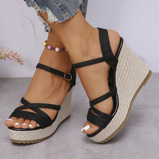 Damen Wedge-Sandalen mit verstellbarem Riemen und rutschfester Sohle EB