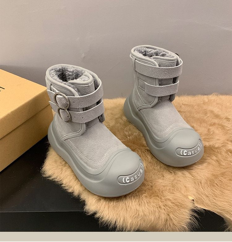 Damen Fleecegefütterte Winterstiefel mit robuster Sohle und verstellbarem Klettverschluss EB