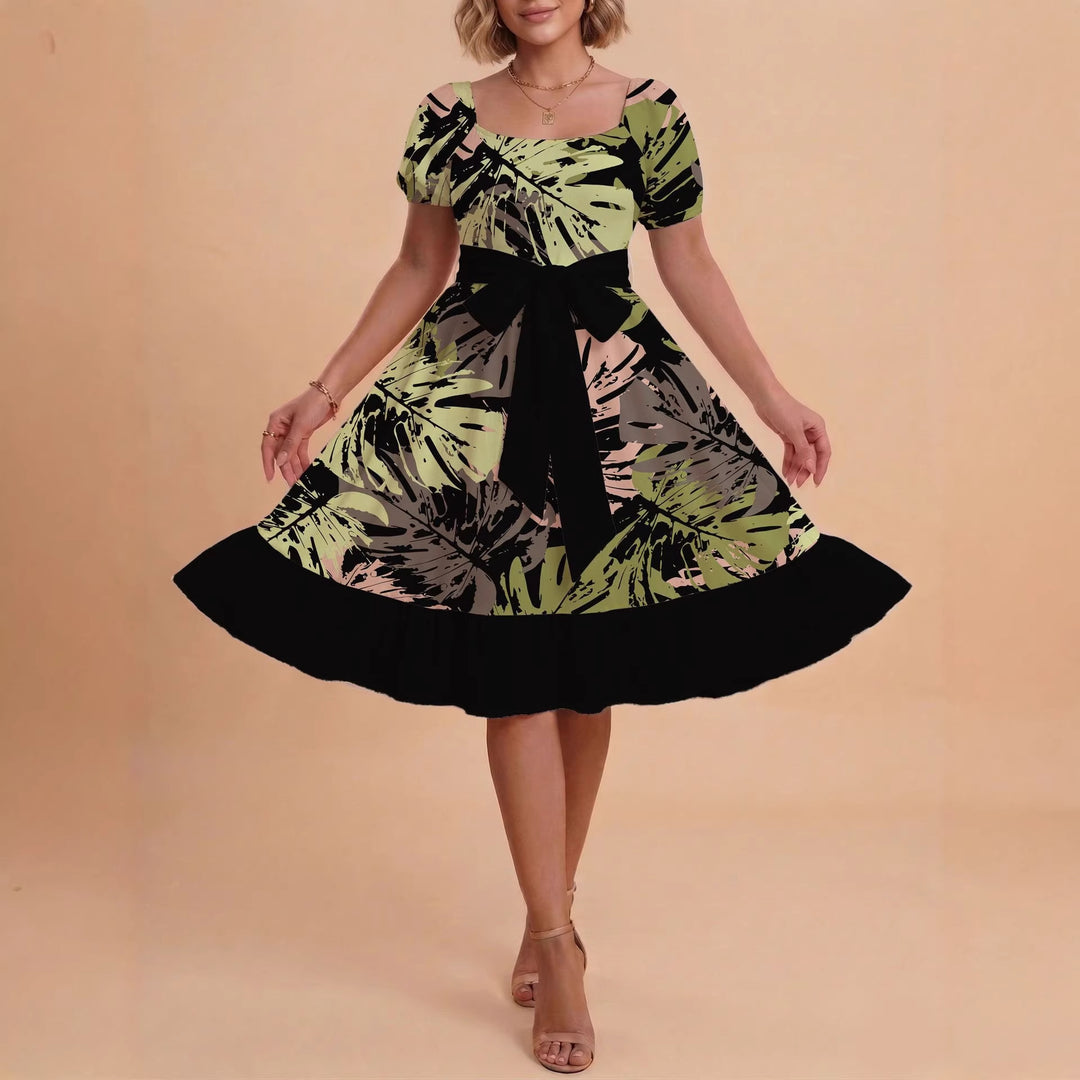 Damen Midikleid mit verspieltem Druck und tailliertem Schnitt EB