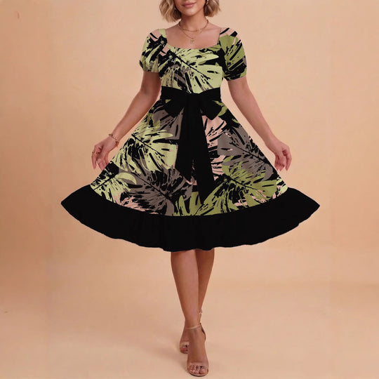 Damen Midikleid mit verspieltem Druck und tailliertem Schnitt EB