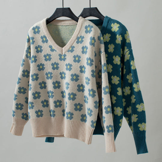 EB | Strickpullover mit Blumenmuster
