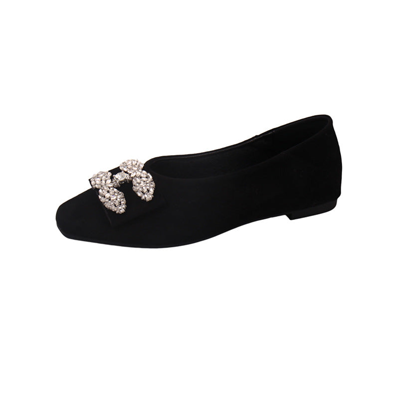 Damen Ballerinas mit luxuriösem Strassbesatz und elegantem Samtoberteil EB