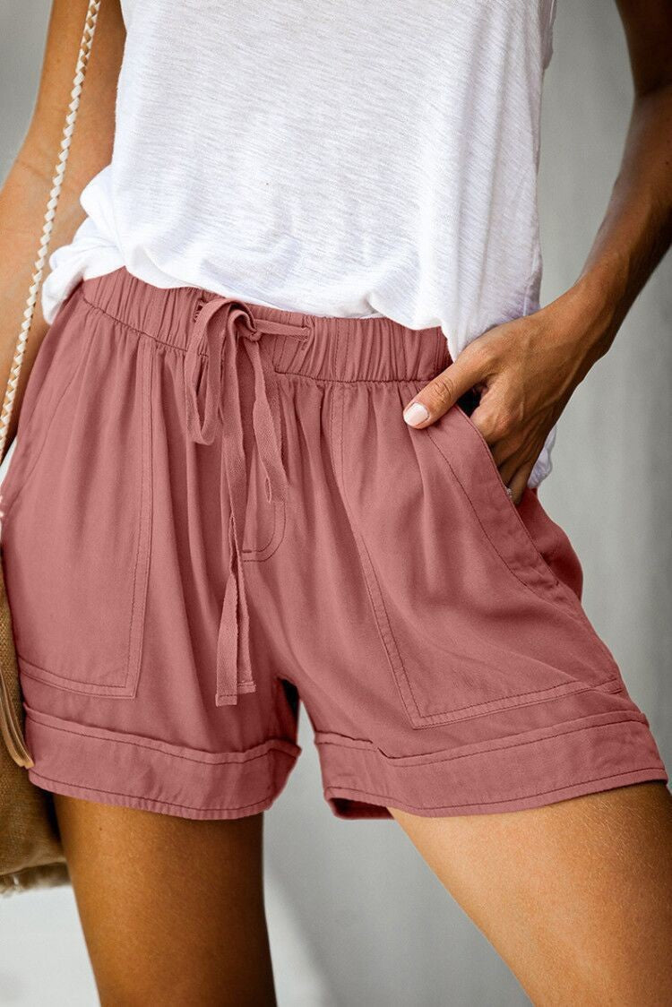 Damen Bequeme Sommer-Shorts mit elastischem Bund und praktischen Taschen EB