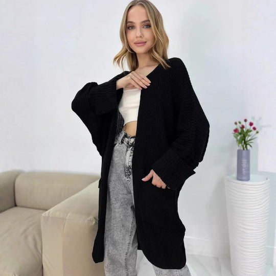 Damen Grobstrickcardigan mit großzügigen Taschen und lässigem Schnitt EB