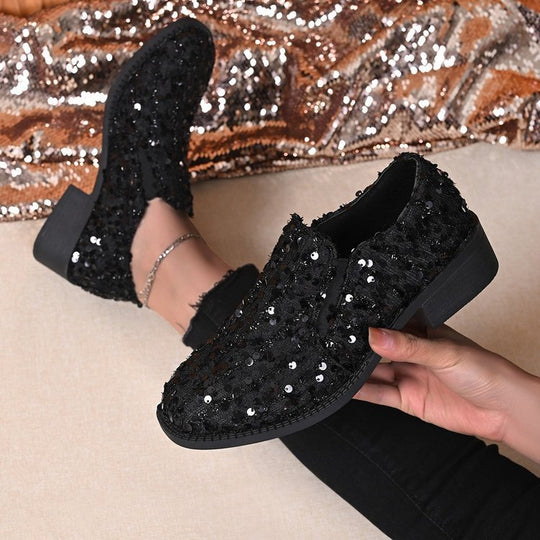 Damen Glitzernde Mokassins mit dekorativen Pailletten EB
