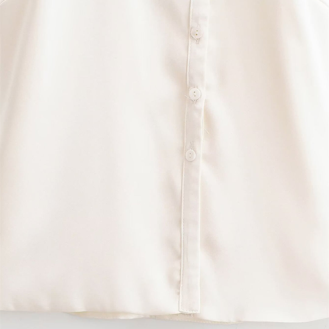 Damen Halterneck Bluse mit eleganter Knopfleiste EB