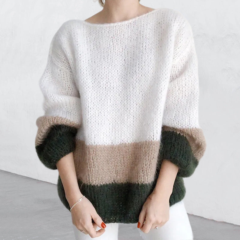 Damen modischer Strickpullover mit weichem Material und lässigem Schnitt EB