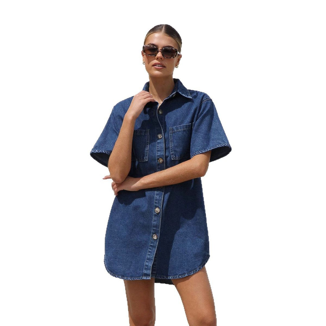 Damen Jeanshemdkleid mit praktischen Taschen und hochwertiger Baumwollmischung EB