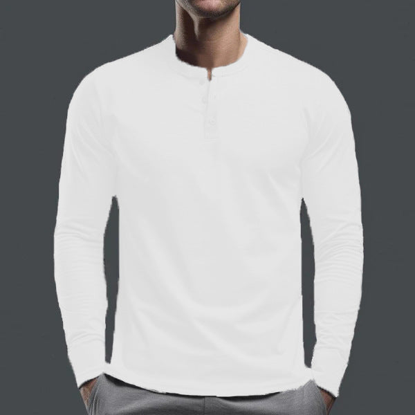 Herren nan schlank geschnittenes Langarmshirt mit verdeckter Knopfleiste aus Baumwollstretch und elastischen Bündchen EB