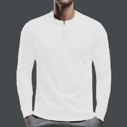 Herren nan schlank geschnittenes Langarmshirt mit verdeckter Knopfleiste aus Baumwollstretch und elastischen Bündchen EB