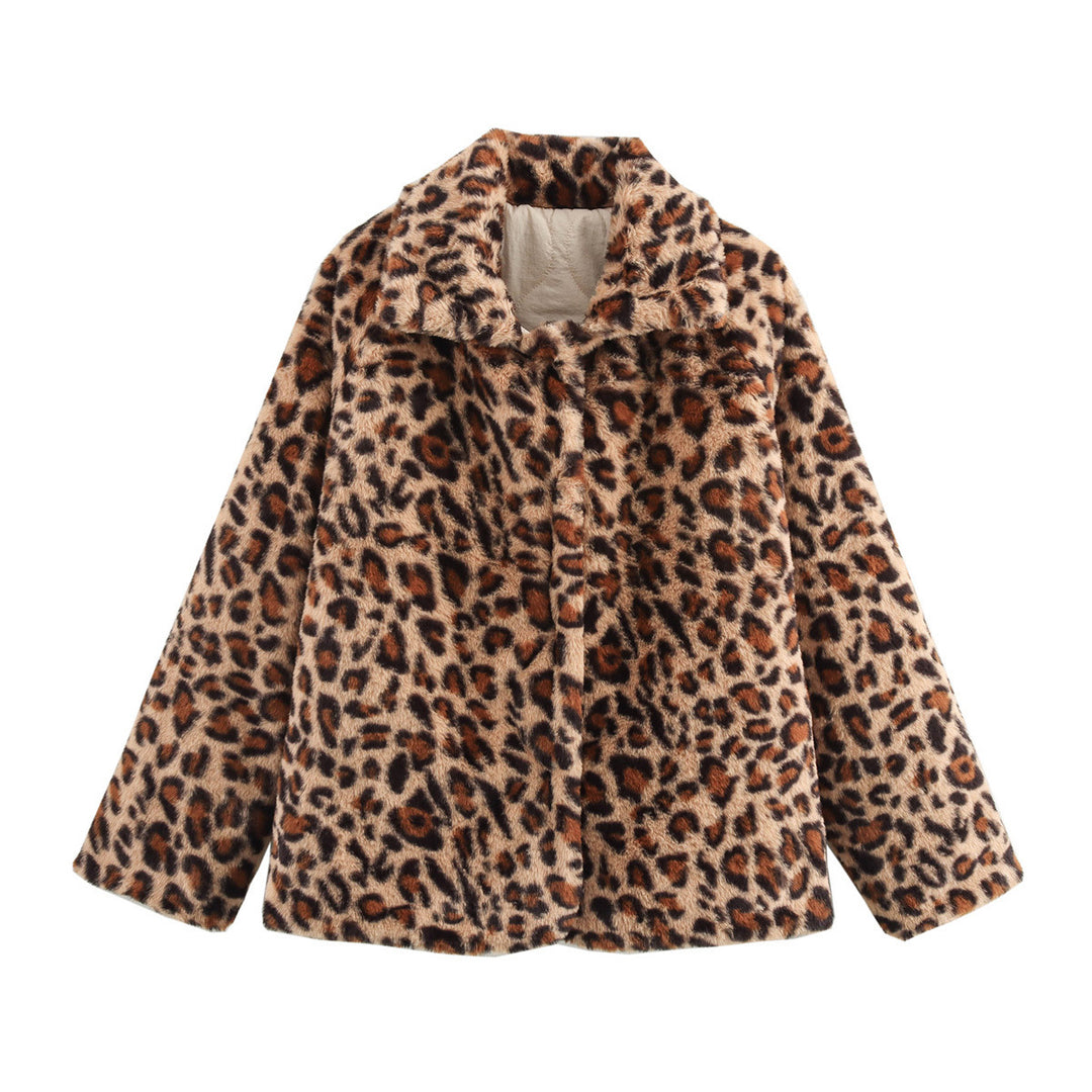 Damen gesteppte Jacke mit kuscheligem Leo-Kragen und praktischen Taschen EB