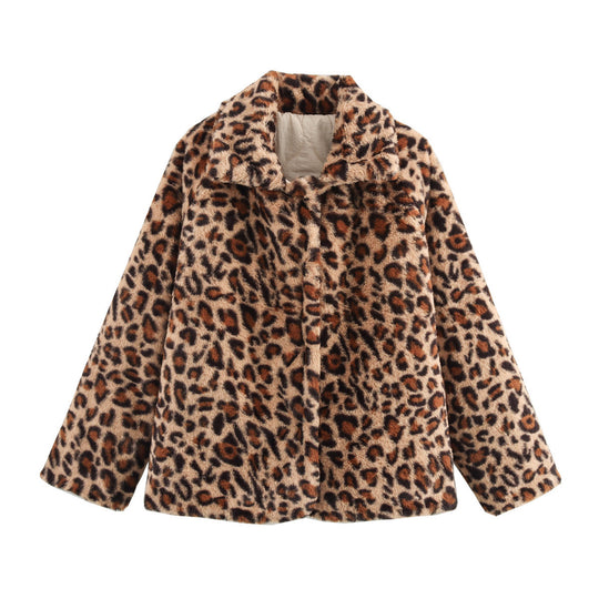 Damen gesteppte Jacke mit kuscheligem Leo-Kragen und praktischen Taschen EB