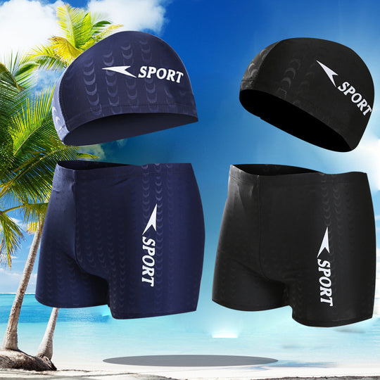 Herren Sportliche Schwimmshorts mit passender Badekappe EB
