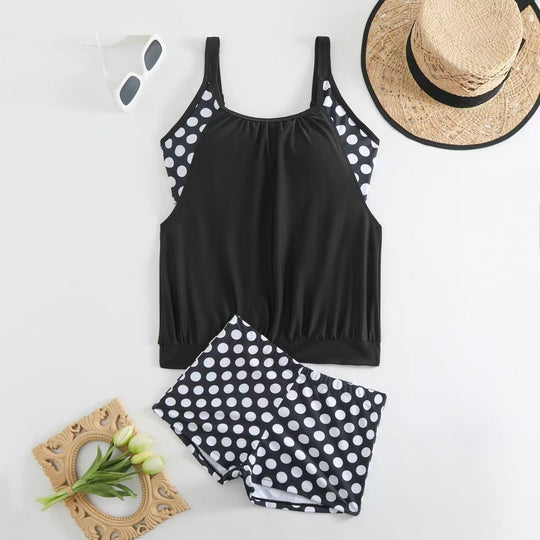 Damen Sportlicher Tankini mit Polka-Dot-Design EB