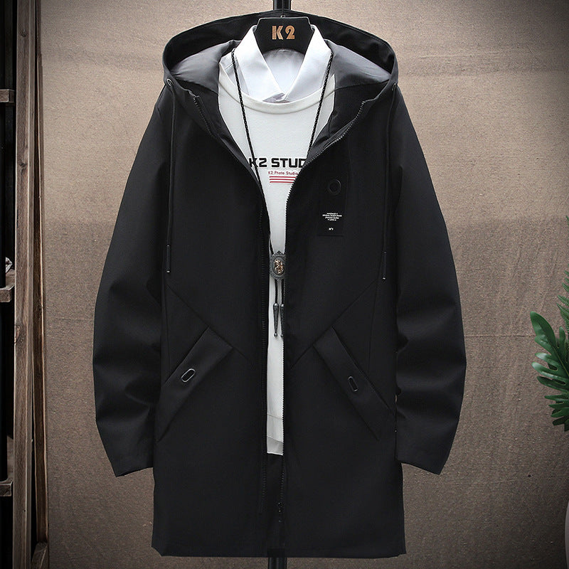 Herren nan urbaner Midlength Tech-Parka mit Kapuze, verdecktem Reißverschluss und winddichter Beschichtung EB