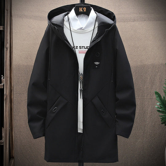 Herren nan urbaner Midlength Tech-Parka mit Kapuze, verdecktem Reißverschluss und winddichter Beschichtung EB