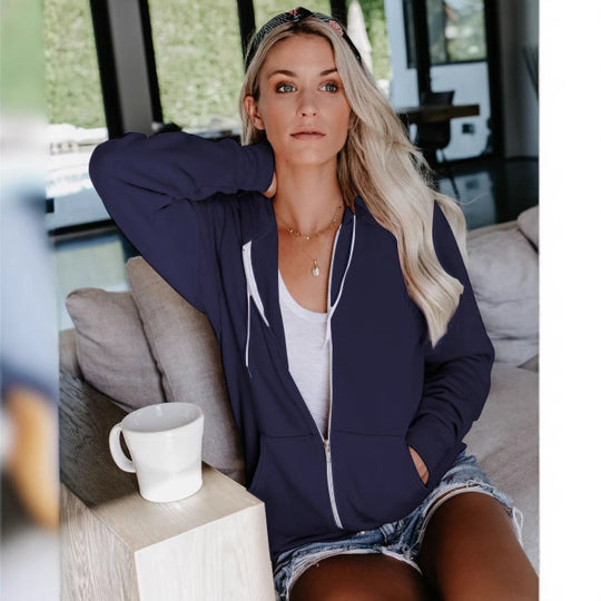 Damen Bequeme Kapuzenjacke mit klassischem Schnitt und praktischen Taschen EB
