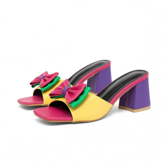 Damen modische Plateau-Sandalen mit verspieltem Schleifen-Design EB