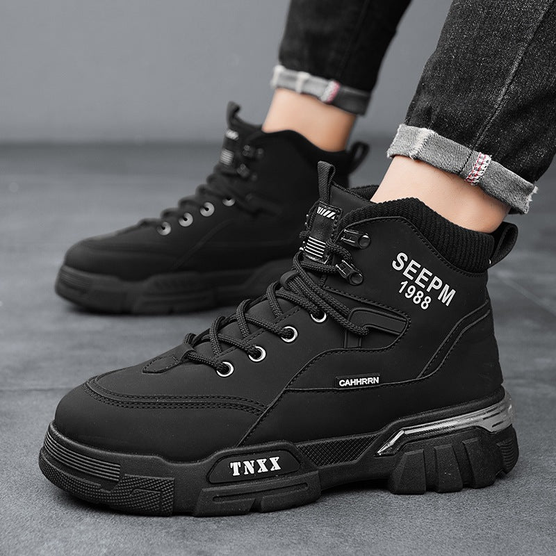 Herren modische High-Top Sneakers mit verstärkter Profilsohle und atmungsaktiver Innenausstattung EB