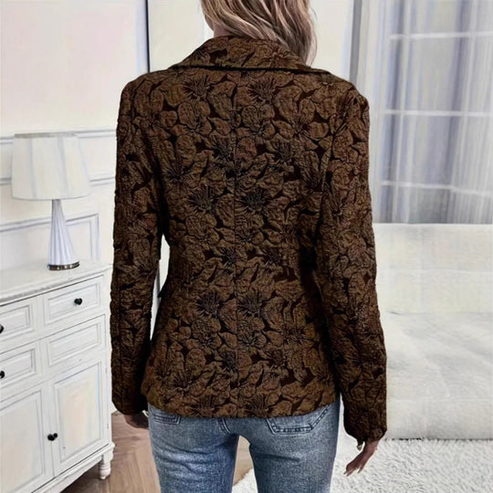 Damen Taillierter Jacquard-Blazer mit floralem Reliefmuster EB