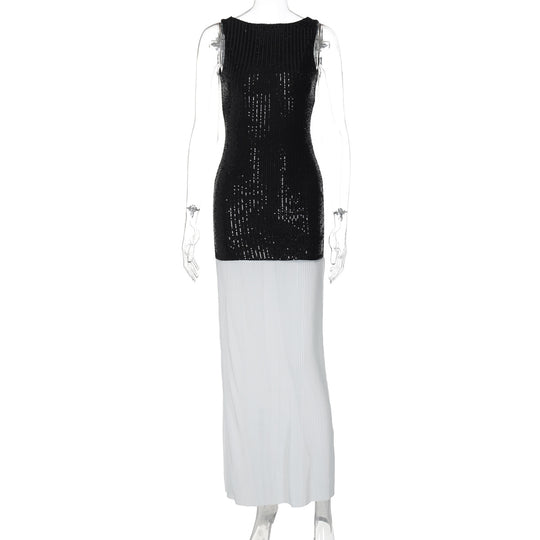 EB | Ärmelloses langes Kleid mit Pailletten und Neckholder