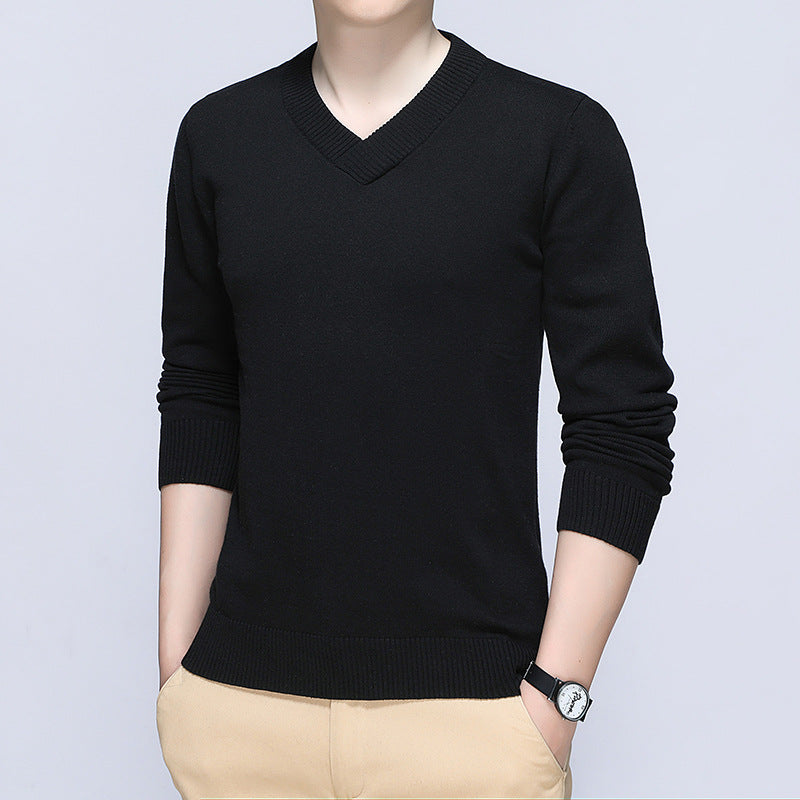 Herren eleganter Pullover mit V-Ausschnitt und feiner Strickstruktur EB