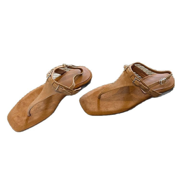 Damen Zehentrenner Sandalen mit komfortablem Fußbett und verstellbarem Riemchen EB