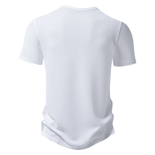 Herren Kurzarm-Henley-Shirt mit strukturiertem Design und modischen Knopfdetails EB