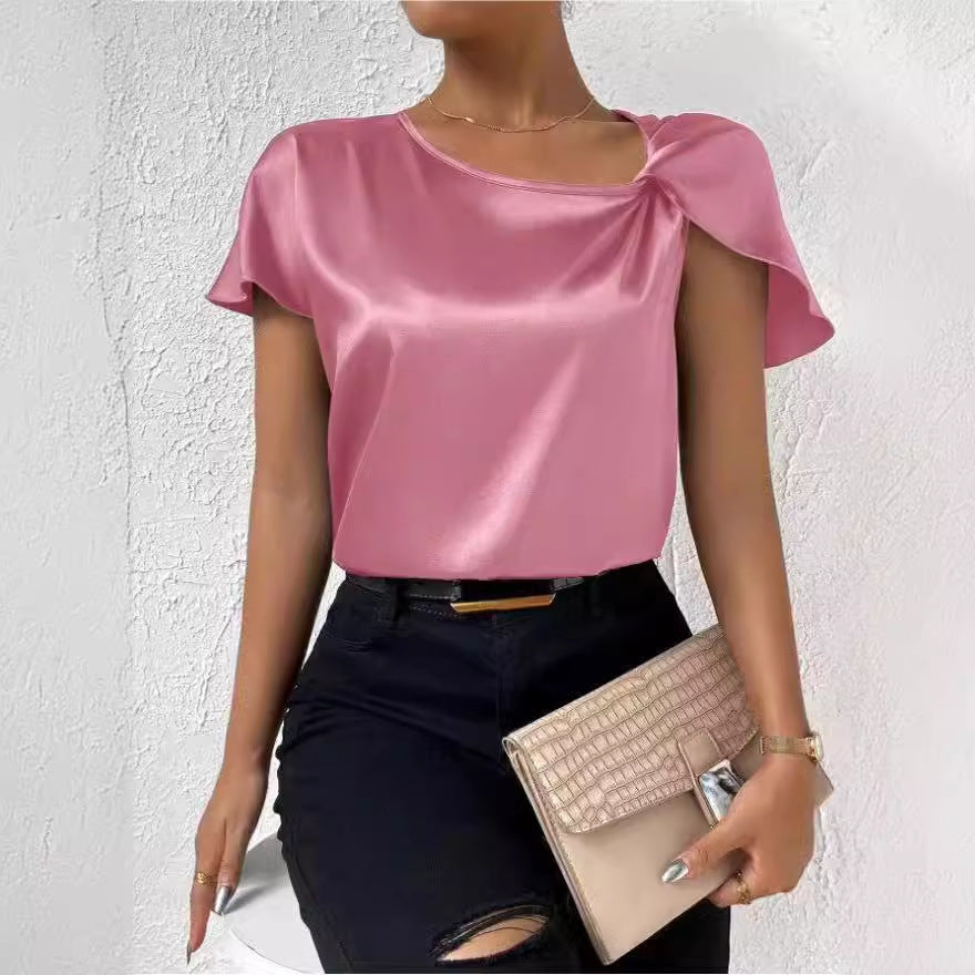 Damen Luxuriöses Oberteil mit asymmetrischem Ärmeldesign EB