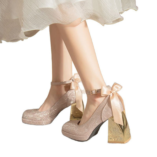 Damen Plateau Pumps mit glamourösem Blockabsatz EB