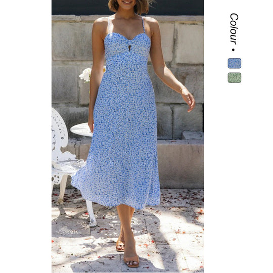 Damen Maxikleid mit verspieltem Blumenmuster und fließendem Schnitt EB