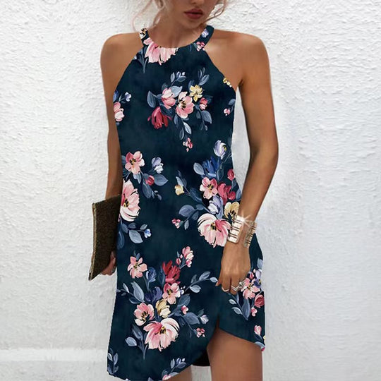 Damen kurzes Sommerkleid mit floralen Mustern EB