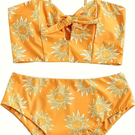 Damen Bikiniset mit strukturiertem Oberteil und hoch geschnittenem Hosenrock EB