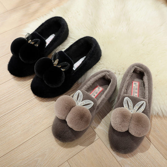 Damen Kuschelige Hausschuhe mit dekorativem Pom-Pom und Blattdesign EB