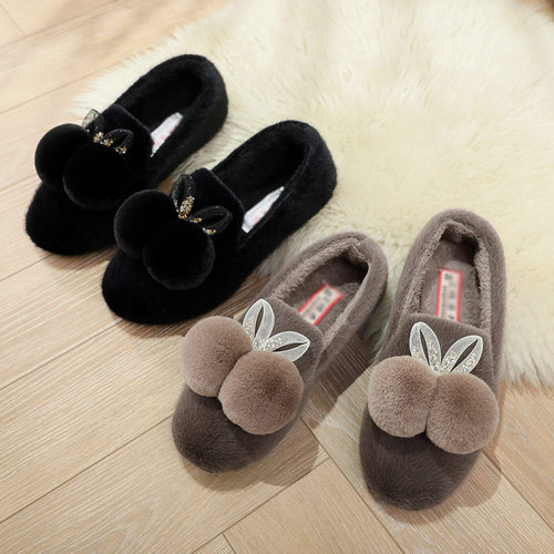 Damen Kuschelige Hausschuhe mit dekorativem Pom-Pom und Blattdesign EB
