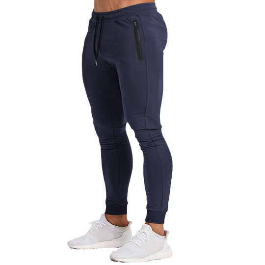 Herren nan schmal geschnittene Funktions-Jogginghose mit wasserdichter Reißverschlusstasche und elastischem Bund EB