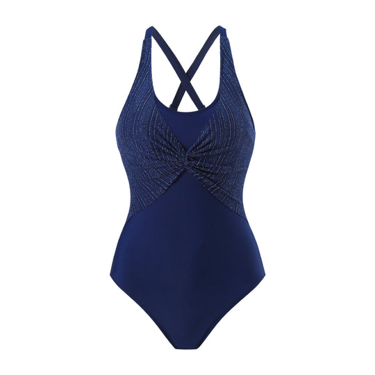 Damen Sportlicher Einteiler Badeanzug mit stilvollem Wickel-Design EB