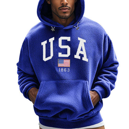 Herren Kuscheliger Fleece Hoodie mit USA-Print EB
