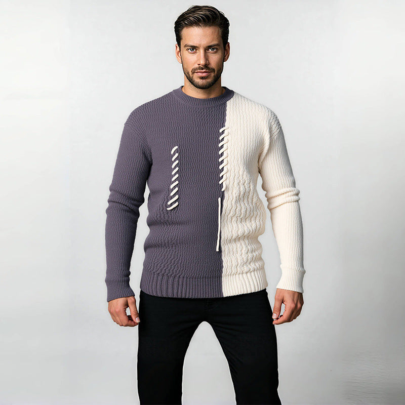 Unisex nan strukturierter Oversize-Strickpullover mit Zopfmuster und dekorativer Steppnaht EB